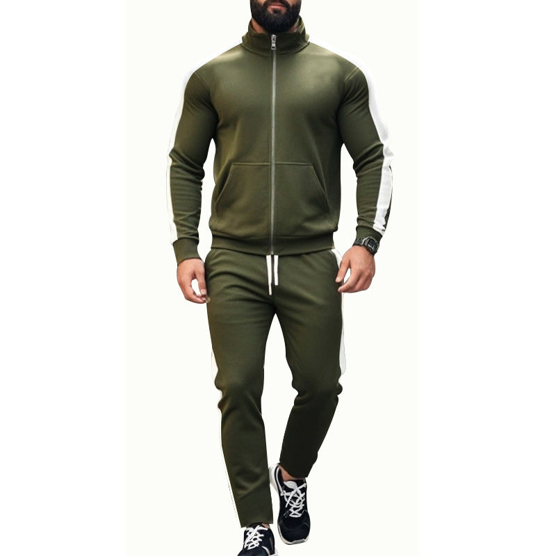 Herren nan zweiteiliges Jogginganzug-Set mit Stehkragen-Zipjacke und konisch zulaufender Jogginghose EB