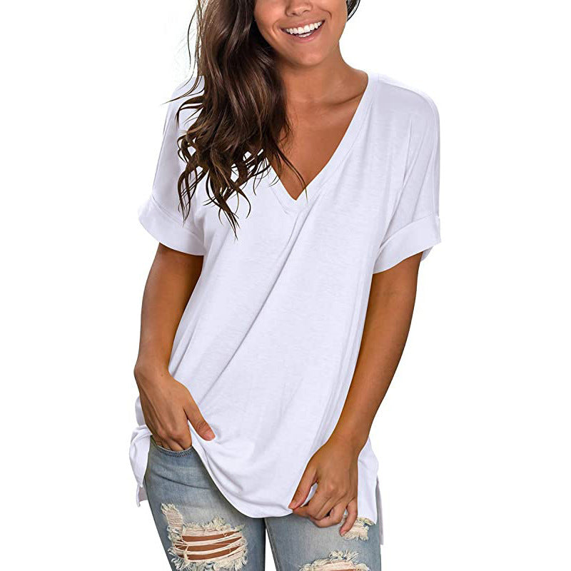 Damen Freizeit V-Ausschnitt T-Shirt EB