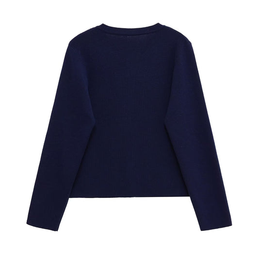Damen Kleidung aus hochwertigem Strickmaterial mit Knopfleiste und Rundhalsausschnitt EB