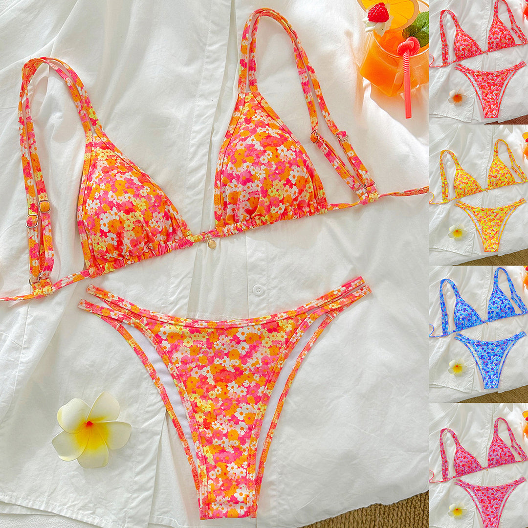 Damen Triangel-Bikini mit floralen Mustern EB