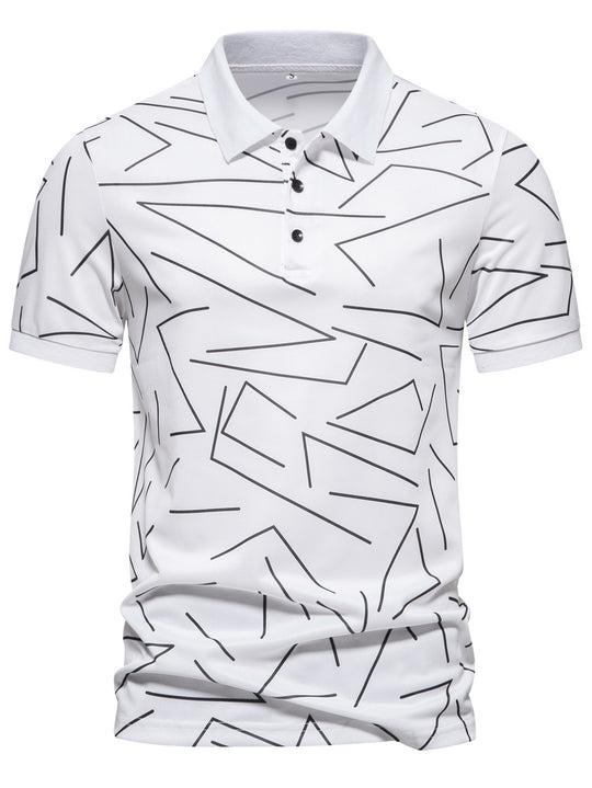 Herren Poloshirt mit modernem geometrischem Muster und atmungsaktiven Eigenschaften EB