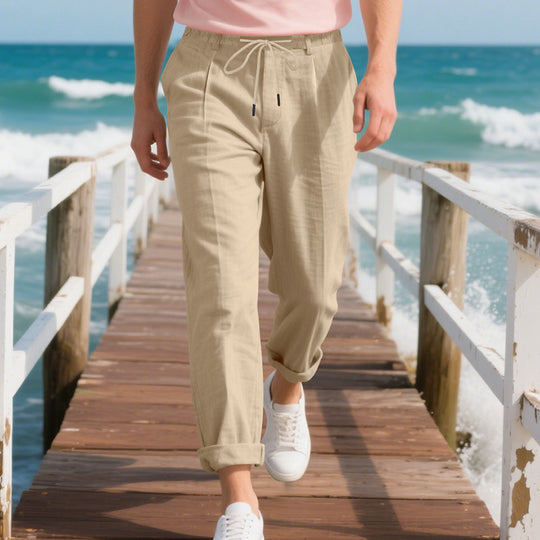 Herren leichte, atmungsaktive Strandhose mit verstellbarem Kordelzug und praktischen seitlichen Taschen EB