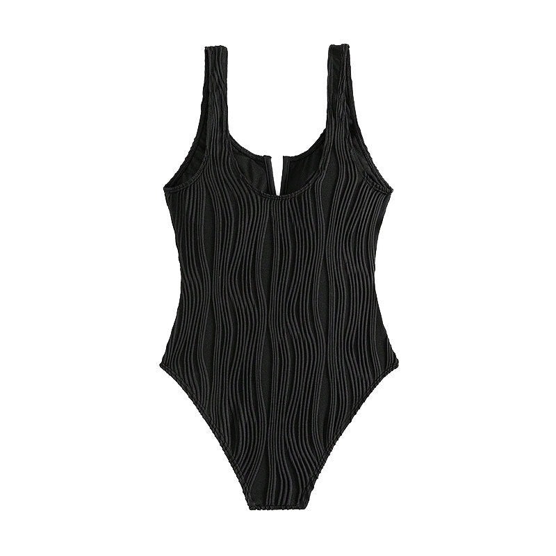 Damen Hochgeschnittener Badeanzug mit strukturiertem Design EB