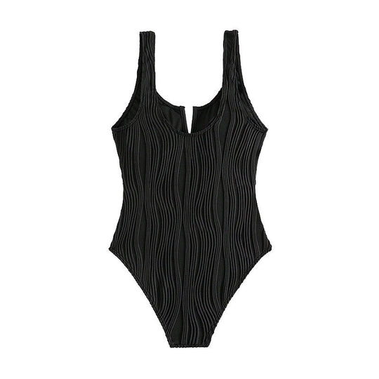 Damen Hochgeschnittener Badeanzug mit strukturiertem Design EB