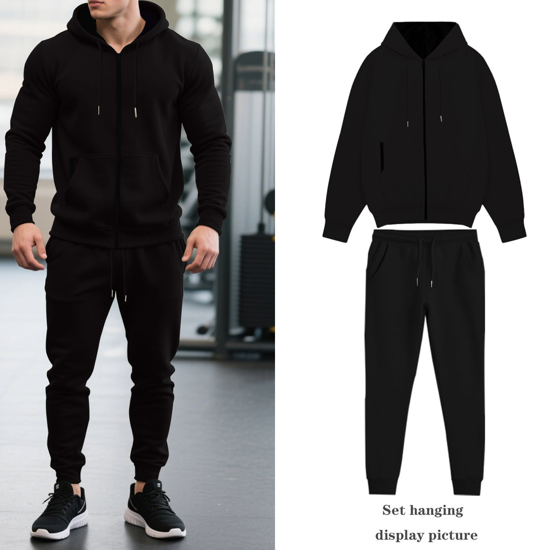 Herren nan zweiteiliges Performance Fleece Jogginganzug-Set mit Kapuzenjacke, verdecktem Reißverschluss und tapered Jogginghose EB