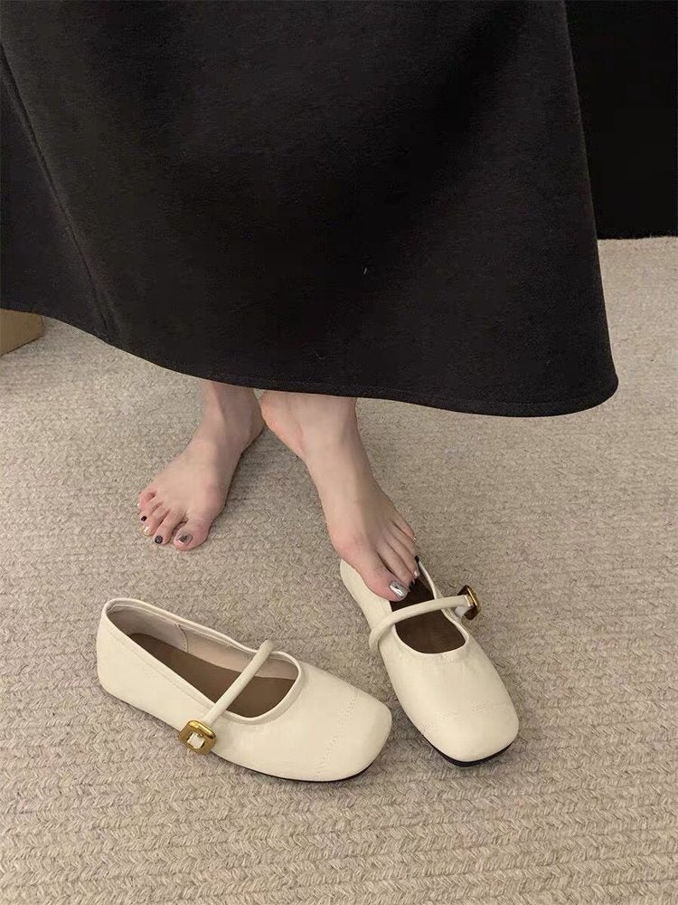 Damen elegante Ballerinas mit modischem Riemen und komfortabler Sohle EB