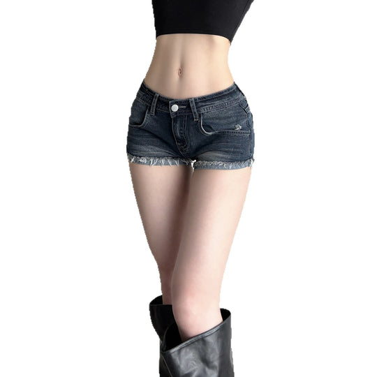 Damen Denim-Shorts mit ausgefranstem Saum EB
