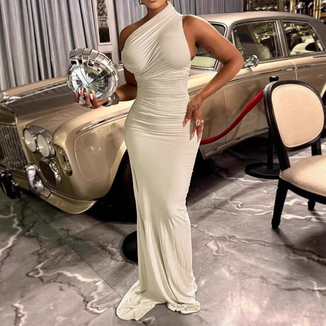 Damen Elegantes Wickel-Maxikleid mit asymmetrischem Ausschnitt und luxuriösem Schnitt EB