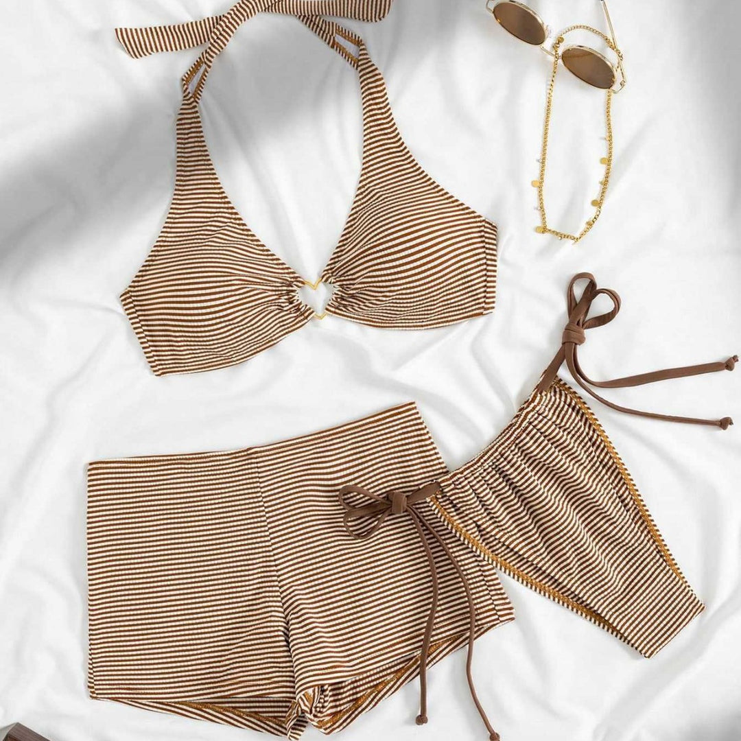 Damen Trendiger Bikini mit asymmetrischen Schnürungen EB