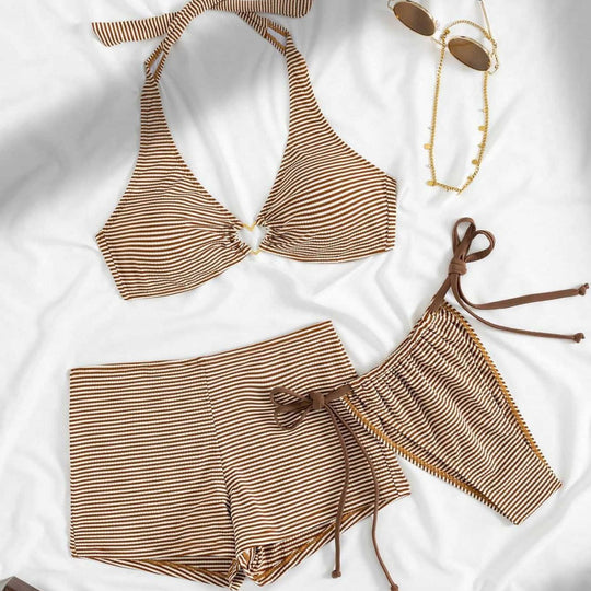 Damen Trendiger Bikini mit asymmetrischen Schnürungen EB