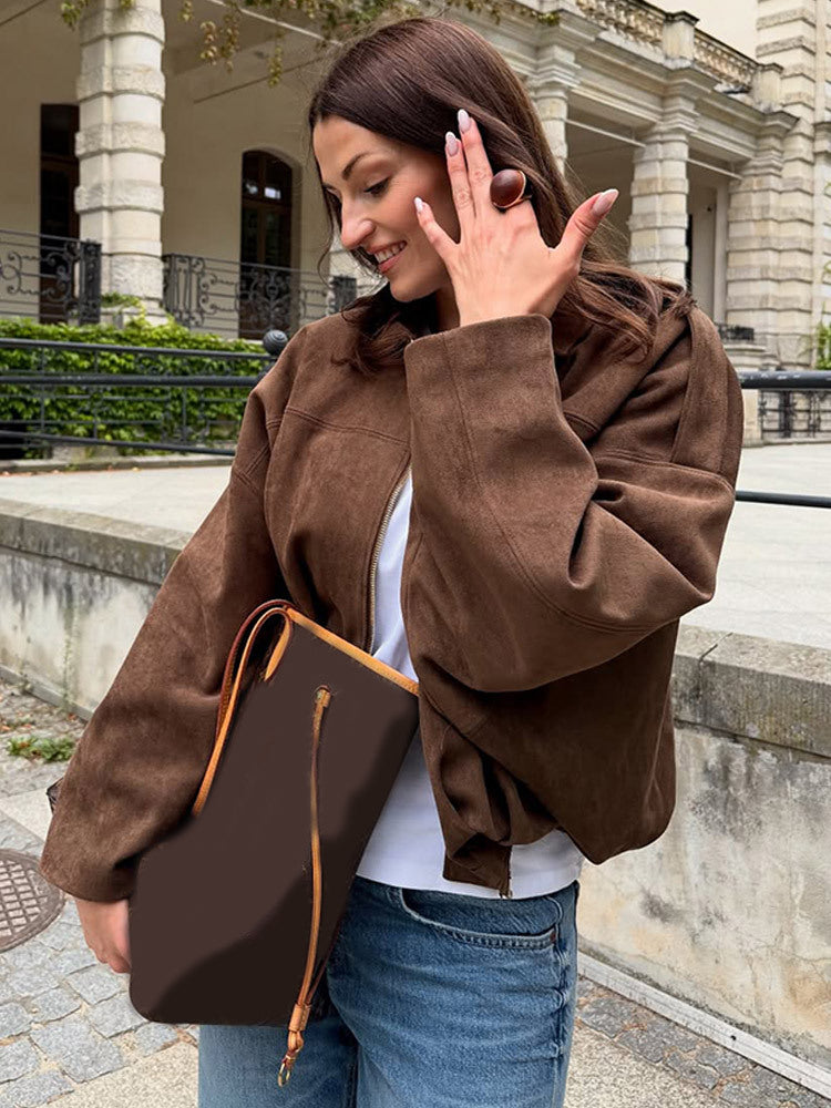 Damen Oversized Wildlederjacke EB