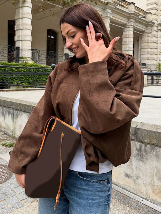 Damen Oversized Wildlederjacke EB