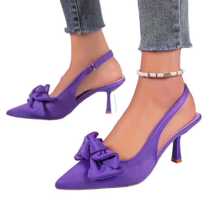 Damen elegante Slingback-Pumps mit dekorativem Schleifen-Detail EB