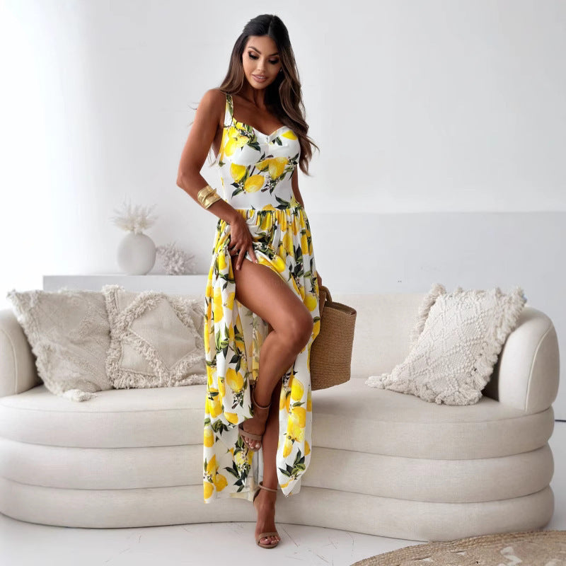 Damen Zweiteiliges Wickelkleid mit floralem Oberteil und schwingendem Rock EB