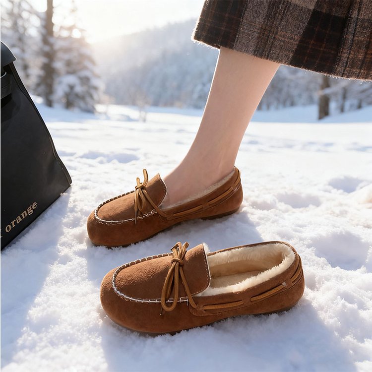 Damen Mokassins mit warmem Futter und eleganter Schnürung EB
