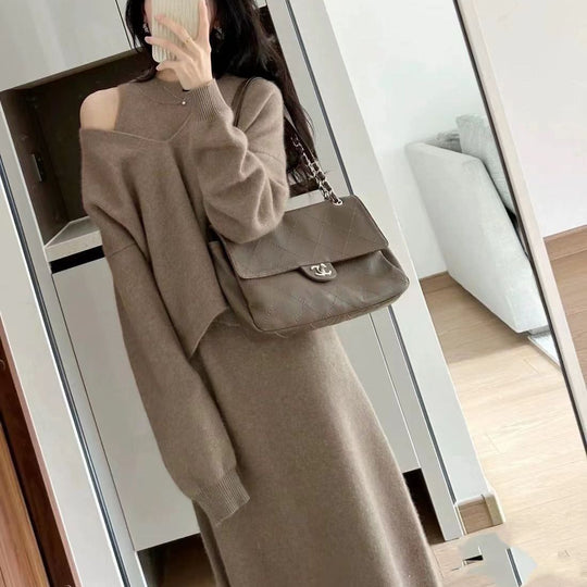 Damen Strickkleid mit Pullover im Set EB