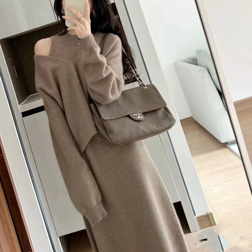 Damen Strickkleid mit Pullover im Set EB