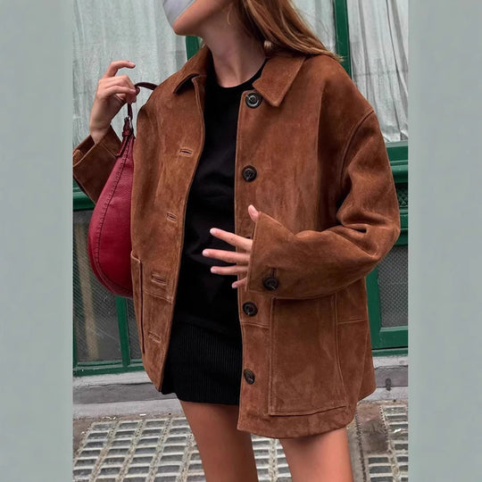 Damen lässige Wildlederjacke EB