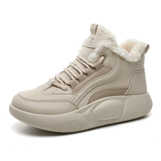 Damen warme High-Top Sneaker mit flauschigem Innenfutter und rutschfester Sohle EB