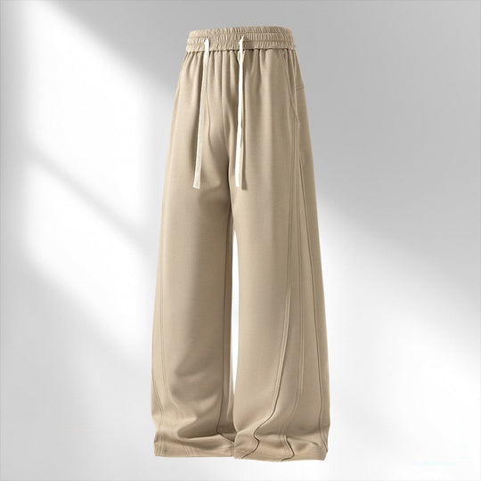 Damen weite Lounge-Sweathose mit elastischem Kordelbund und dekorativen Seitennaht-Details EB
