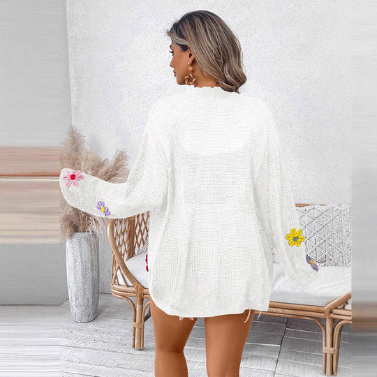 Damen Strickjacke mit floralem Design EB
