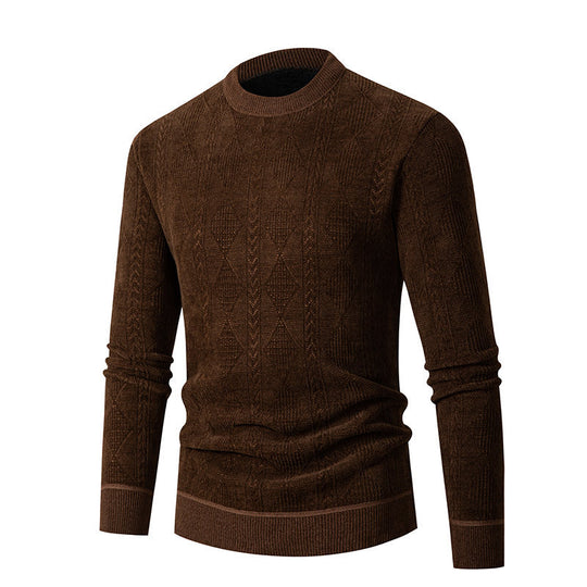 Herren Strickpullover mit strukturiertem Zopfmuster und hohem Kragen EB