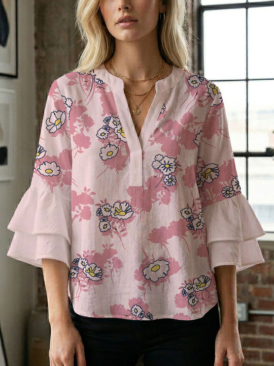 Damen Bluse mit wunderschönen floralem Design EB