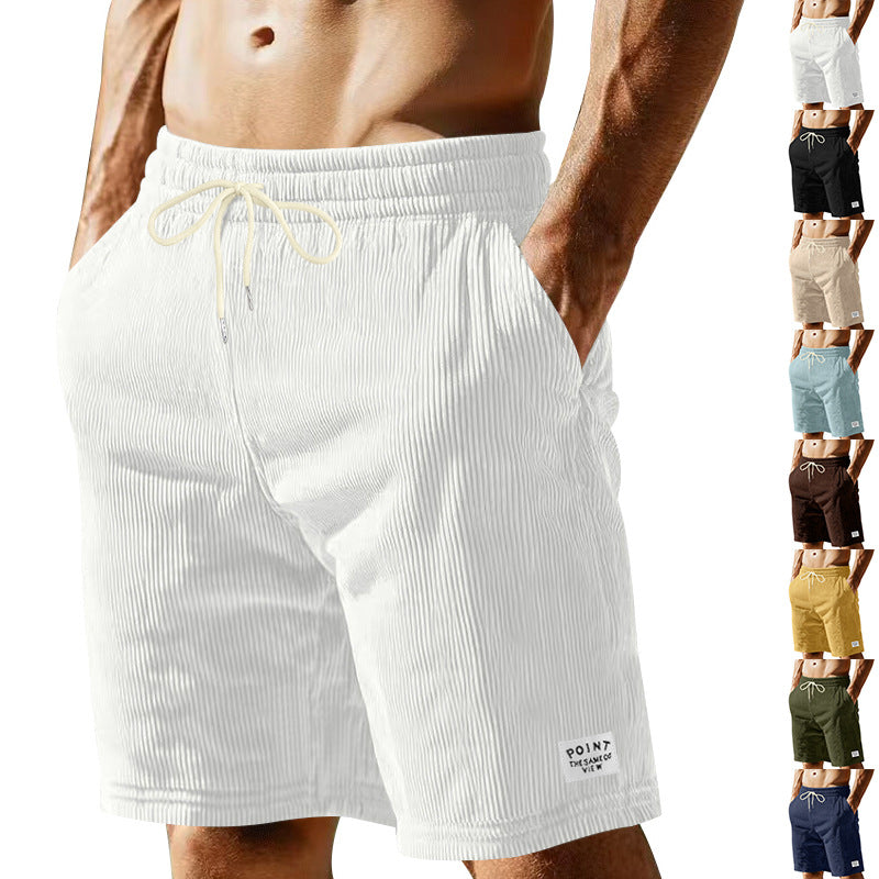Herren nan knielange Lounge-Shorts im Rippenstrukturjersey mit elastischem Kordelzugbund und aufgesetzten Eingrifftaschen EB