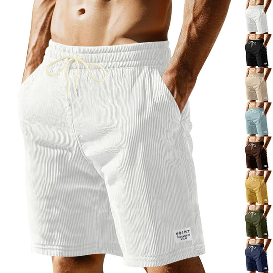 Herren nan knielange Lounge-Shorts im Rippenstrukturjersey mit elastischem Kordelzugbund und aufgesetzten Eingrifftaschen EB