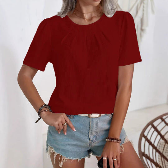 Damen Modisches Oberteil mit strukturiertem Design und Puffärmeln EB