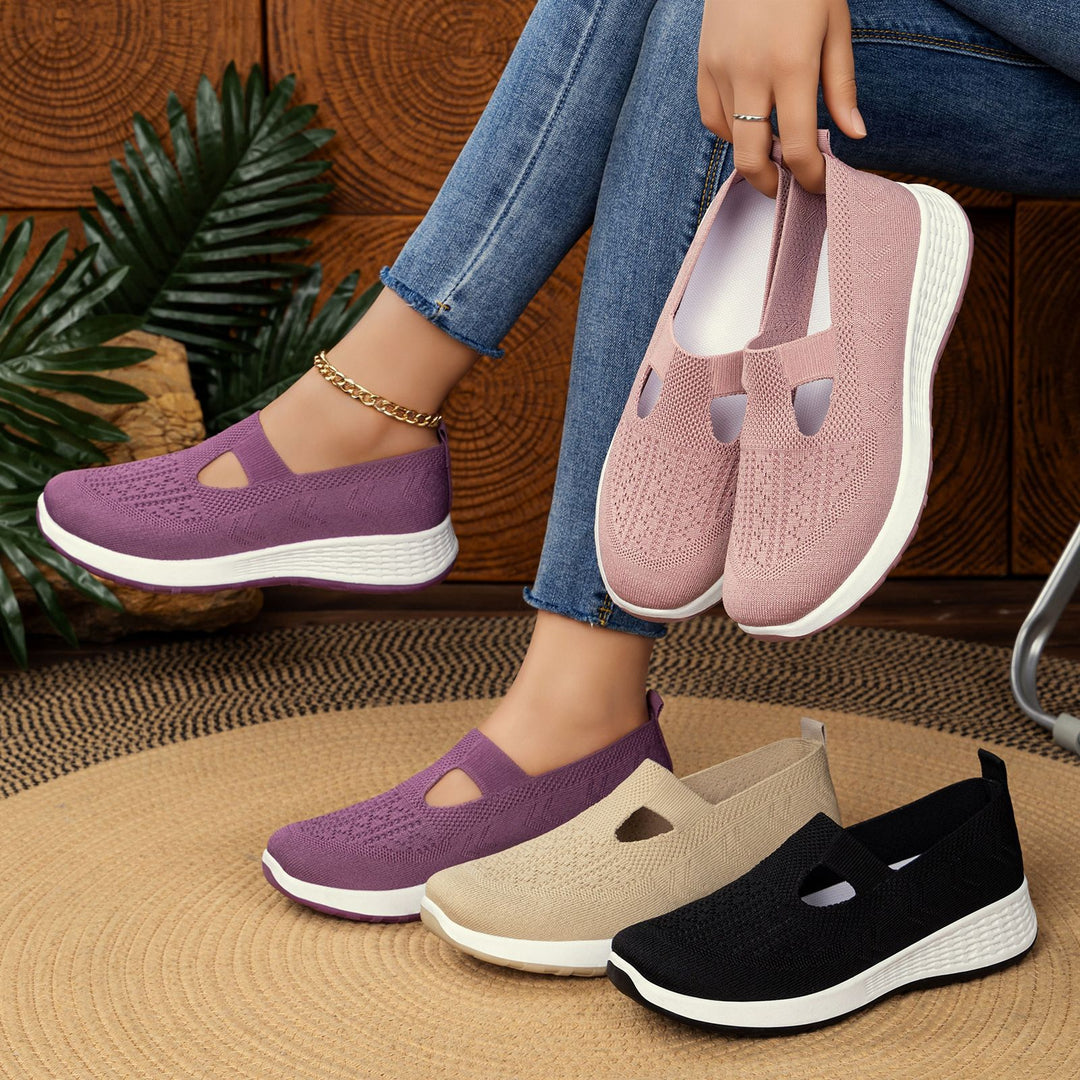 Damen Komfortable Slip-On Sportschuhe mit atmungsaktivem Obermaterial EB