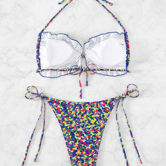 Damen Bikini-Set mit verstellbaren Trägern und hohem Beinausschnitt EB