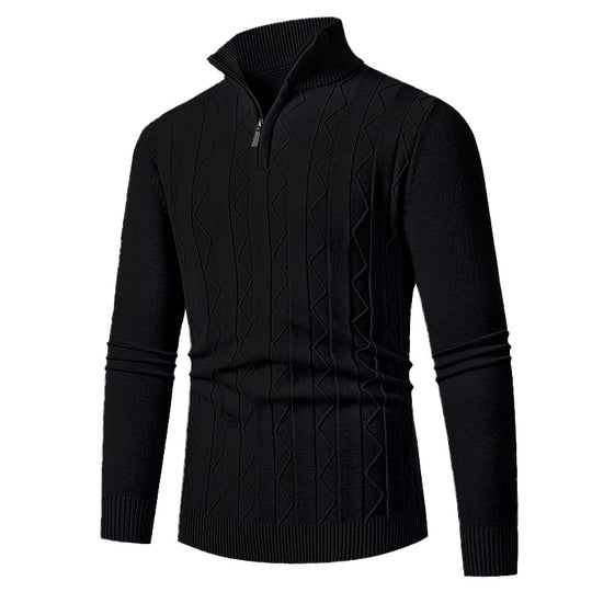 Herren Pullover mit modernem Stehkragen und strukturiertem Zopfmuster EB