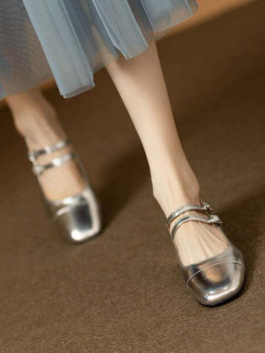 Damen Ballerina-Schuhe mit doppelt verstellbarem Riemchen und bequemer Sohle EB