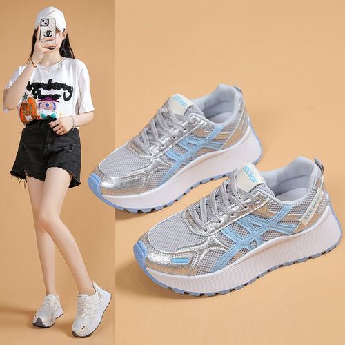 Damen Sportliche Freizeitsneaker mit atmungsaktivem Mesh-Obermaterial und rutschfester Sohle EB