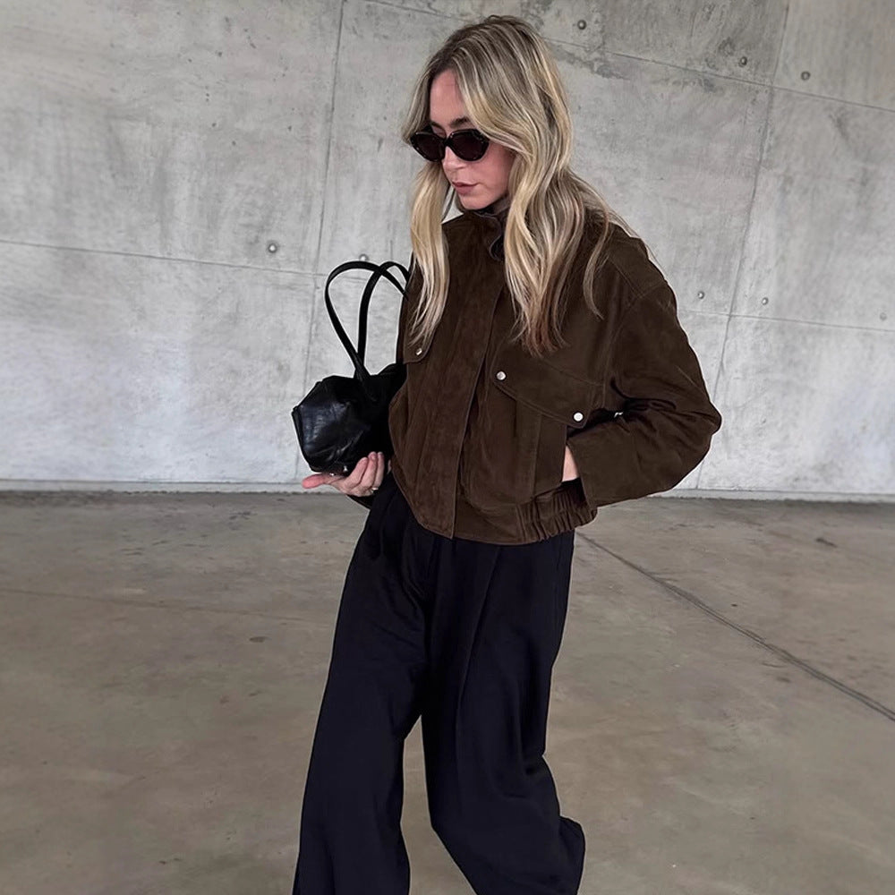 Damen Kunstlederjacke mit strukturiertem Schnitt und praktischen Taschen EB