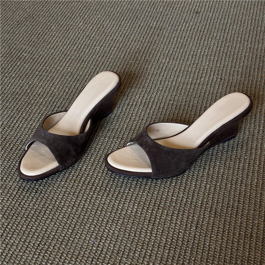 Damen elegante Keil-Mules mit geschwungener Sohle EB