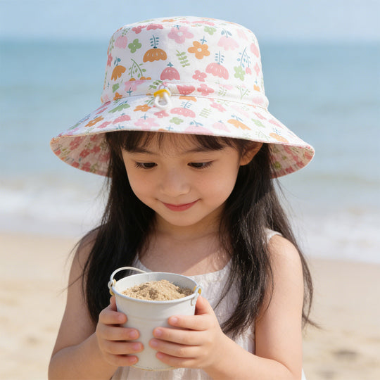Unisex nan Sonnenhut für Kinder mit verstellbarem Kinnband, breiter Krempe und hohem UV-Schutz EB