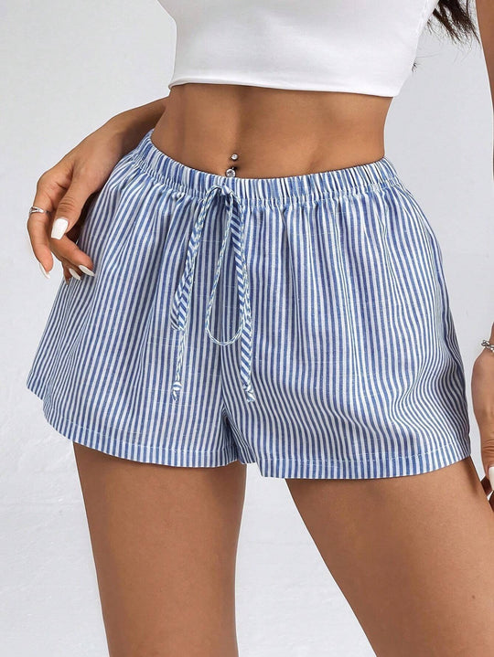 Damen gestreifte Freizeithose mit verstellbarem Kordelzug EB