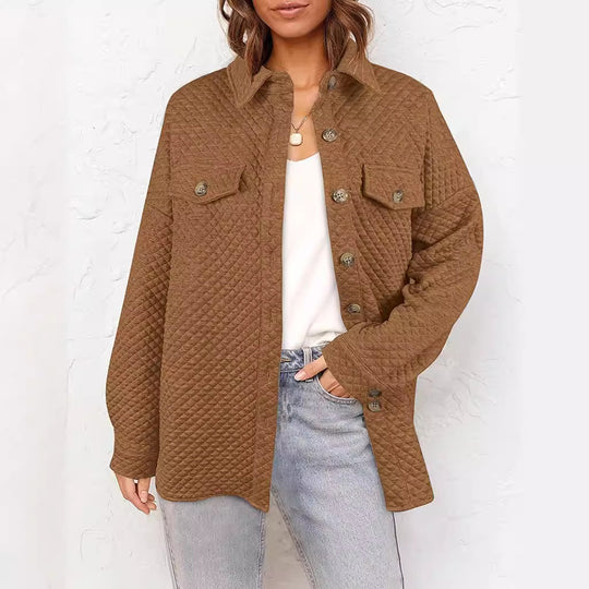 Damen lässige Steppjacke mit aufgesetzten Taschen EB