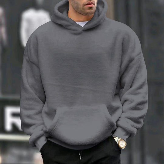Herren nan oversized Fleece-Kapuzenpullover mit Kängurutasche und dropped shoulders EB