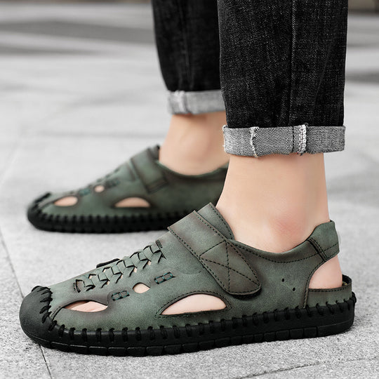 Herren Komfortable Leder-Sandalen mit rutschfester Sohle EB