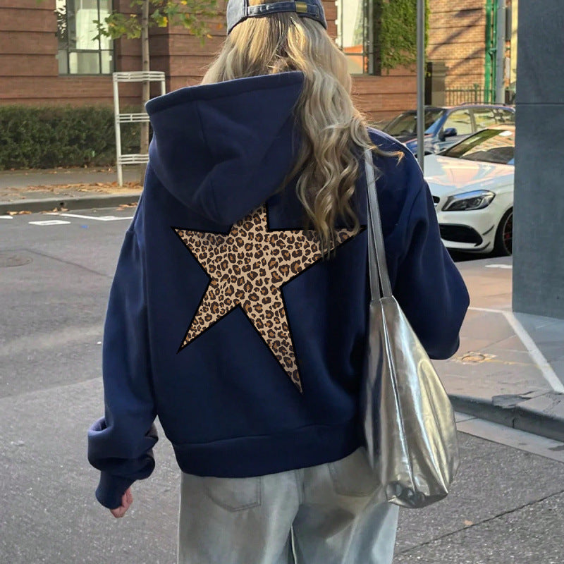 Damen Kapuzenpullover mit glitzerndem Sternmotiv EB