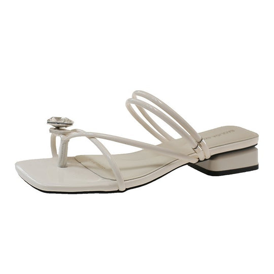Damen elegante Sandaletten mit chicem Querriemen und Glitzer-Akzent EB
