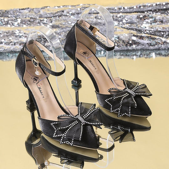 Damen elegante High Heels mit zierlichem Schleifenakzent EB