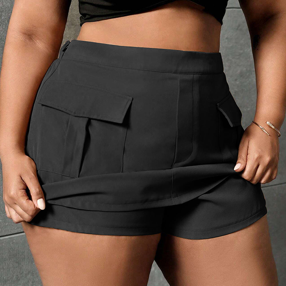 Damen modischer Minirock mit praktischen Fronttaschen und elastischem Bund EB