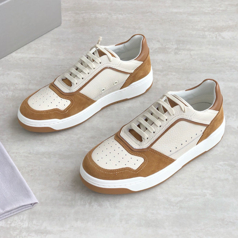 Damen Sportliche Leder Sneakers mit modischem Design und atmungsaktiver Oberflächenstruktur EB