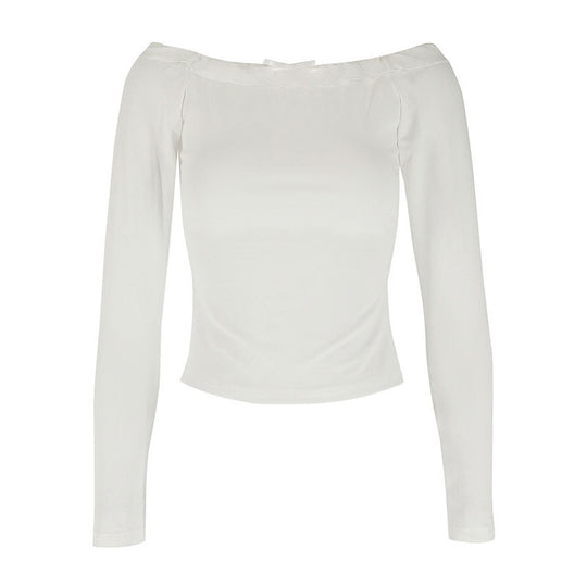 Damen Off-Shoulder Langarmoberteil mit zartem Rüschenbesatz EB