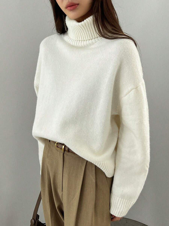 Damen oversized Rollkragenpullover aus weichem Material EB