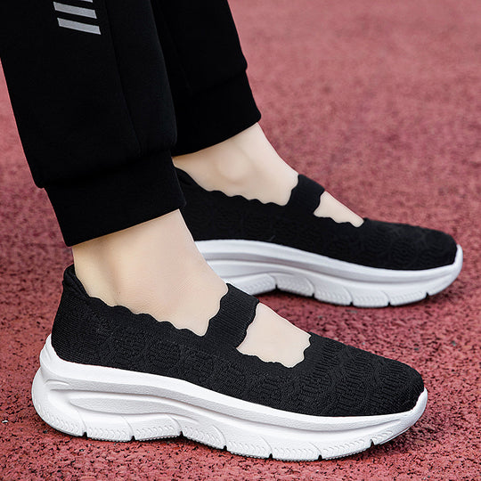 Damen bequeme Slip-On Sneakers mit elastischem Riemen EB